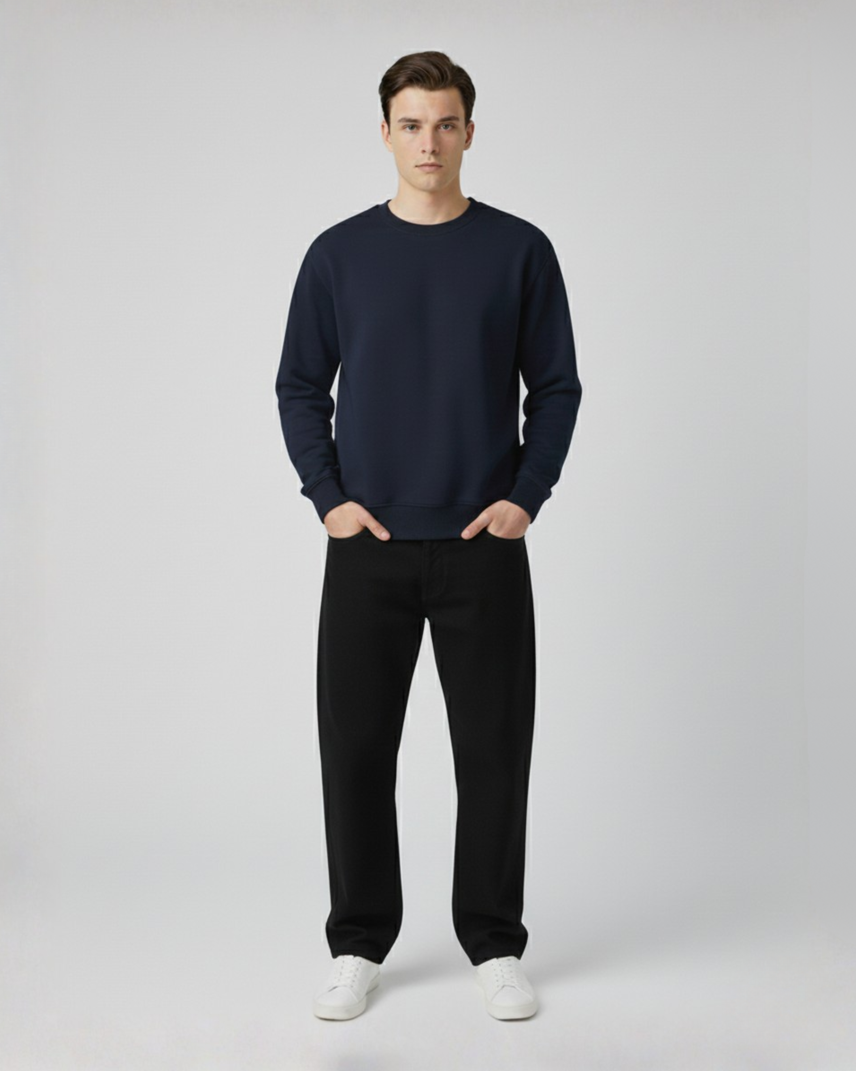 Navy Fleece Plain Sweatshirt