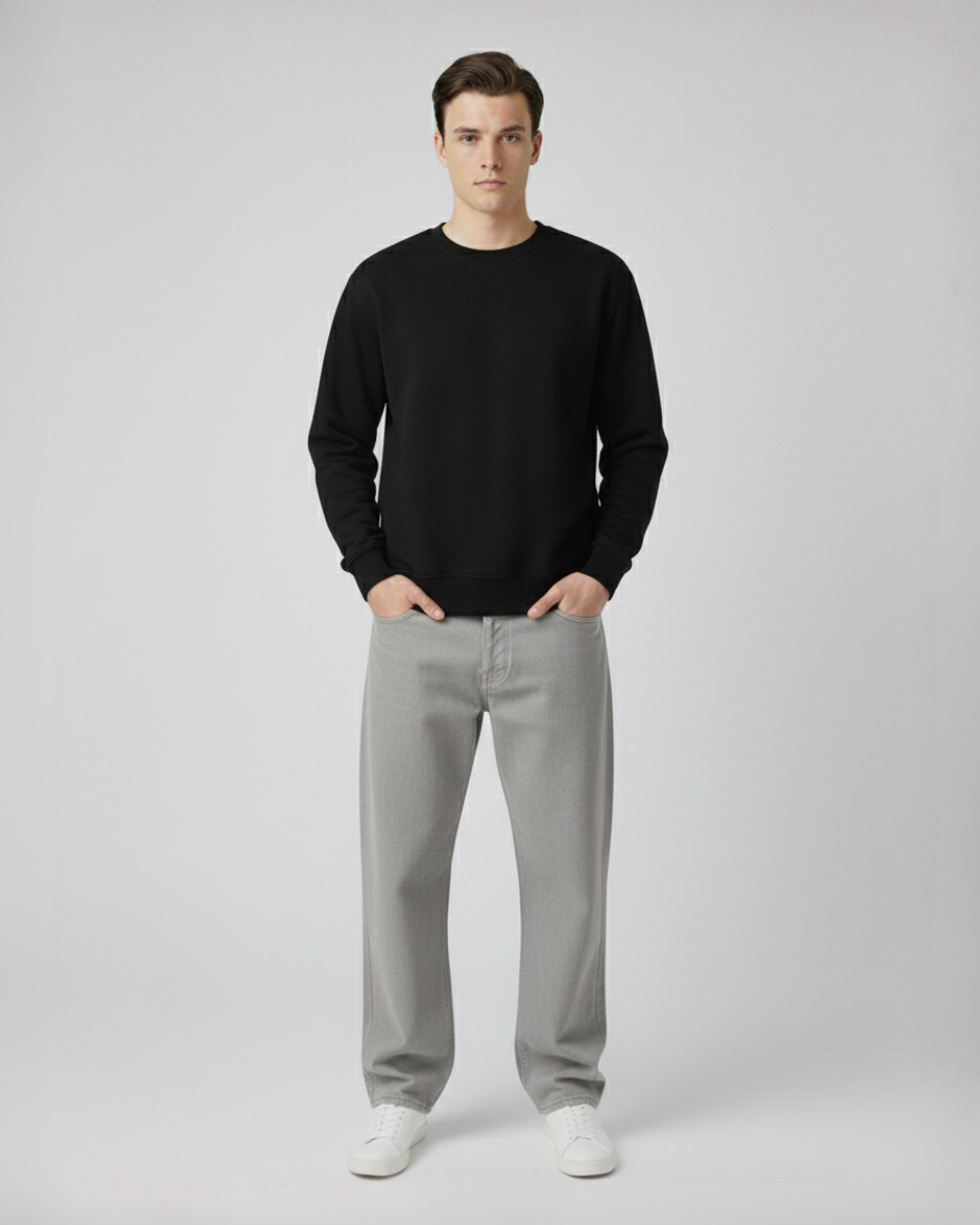 Black Fleece Plain Sweatshirt