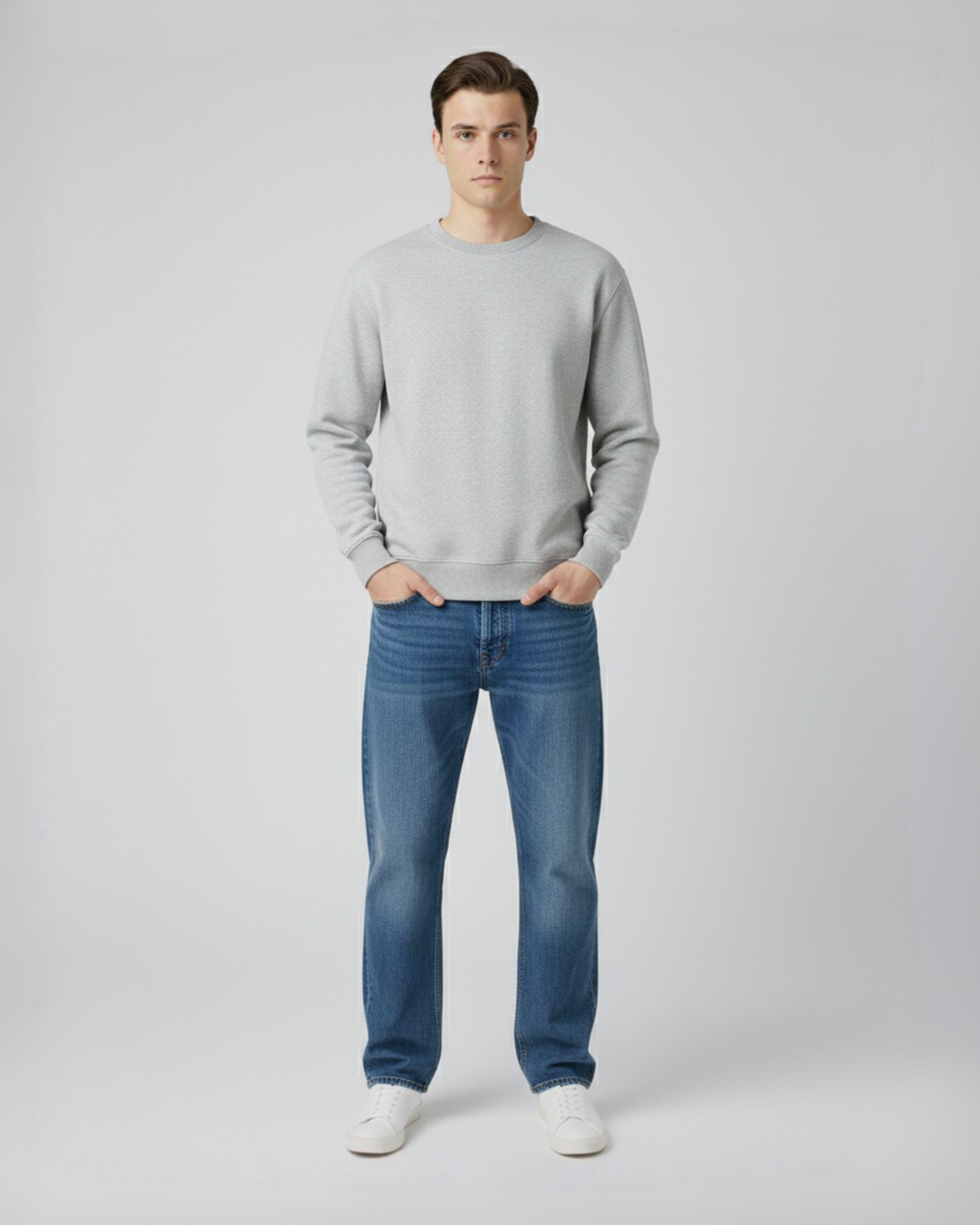 Grey Fleece Plain Sweatshirt