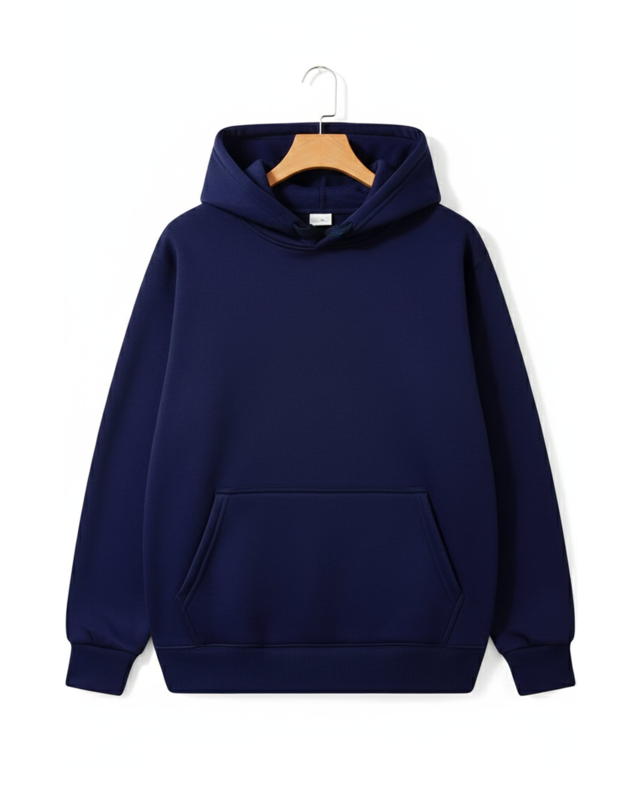 Navy Blue Plain Round Neck Hoodie